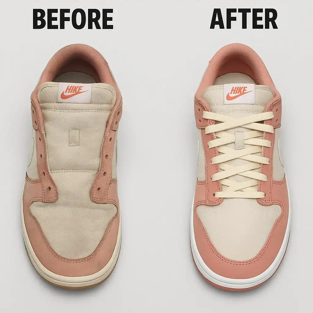 Professional sneaker cleaning before and after shoes restoration results