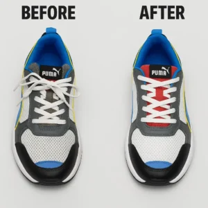Puma sneaker deep clean – Before and after professional footwear laundry.