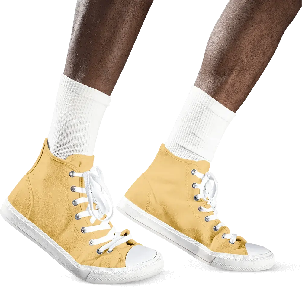 Yellow Converse high-top sneakers – Professional canvas shoe cleaning service.